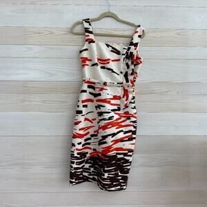 David Meister Ivory, Bown, Orange Dress Sleevless